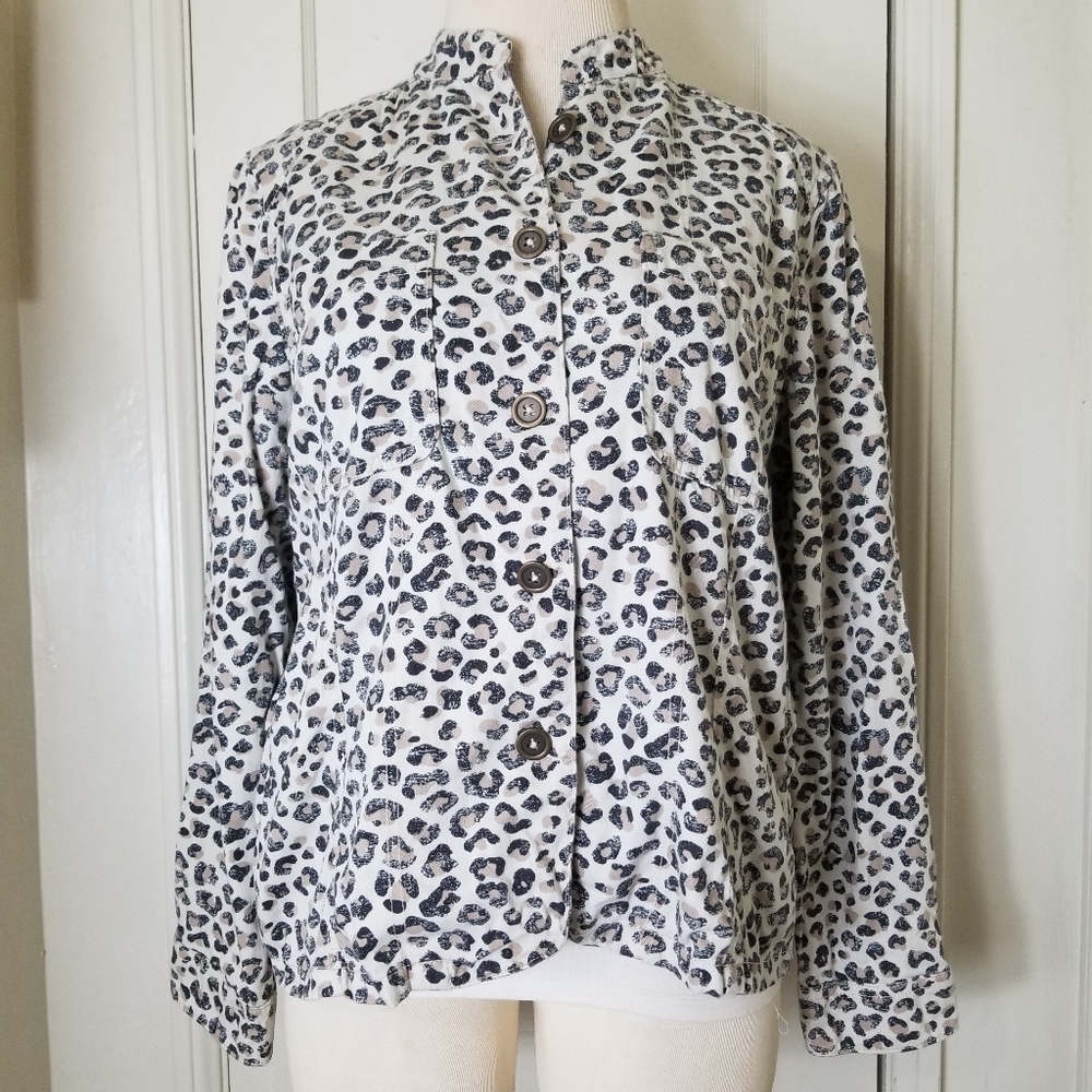 CASLON cream black animal print jacket